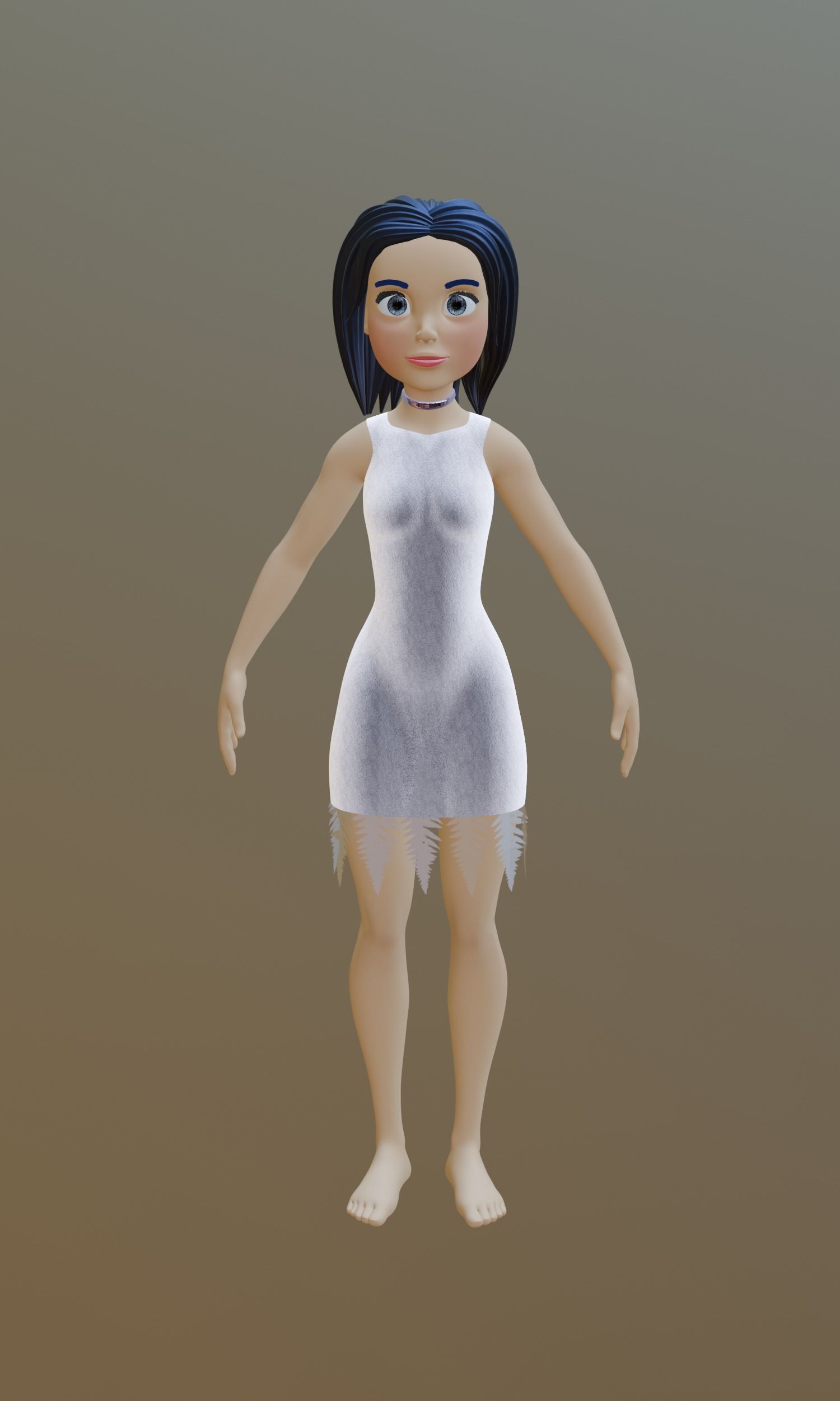 Female cartoon character 3D model_5