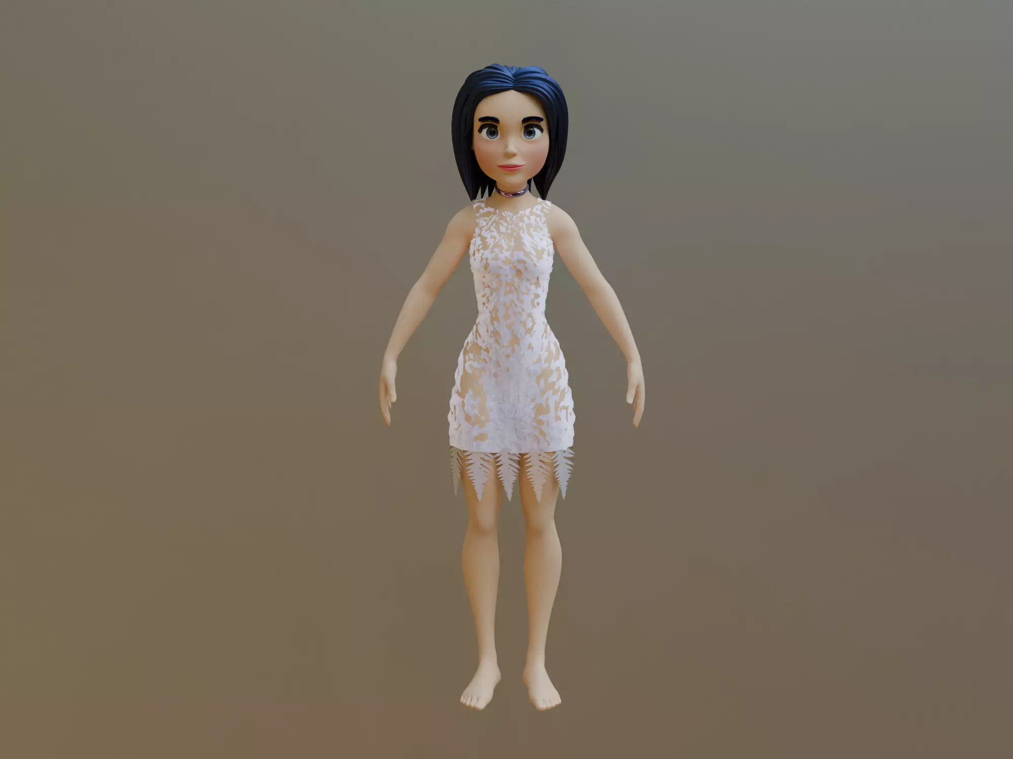 Female cartoon character 3D model_0