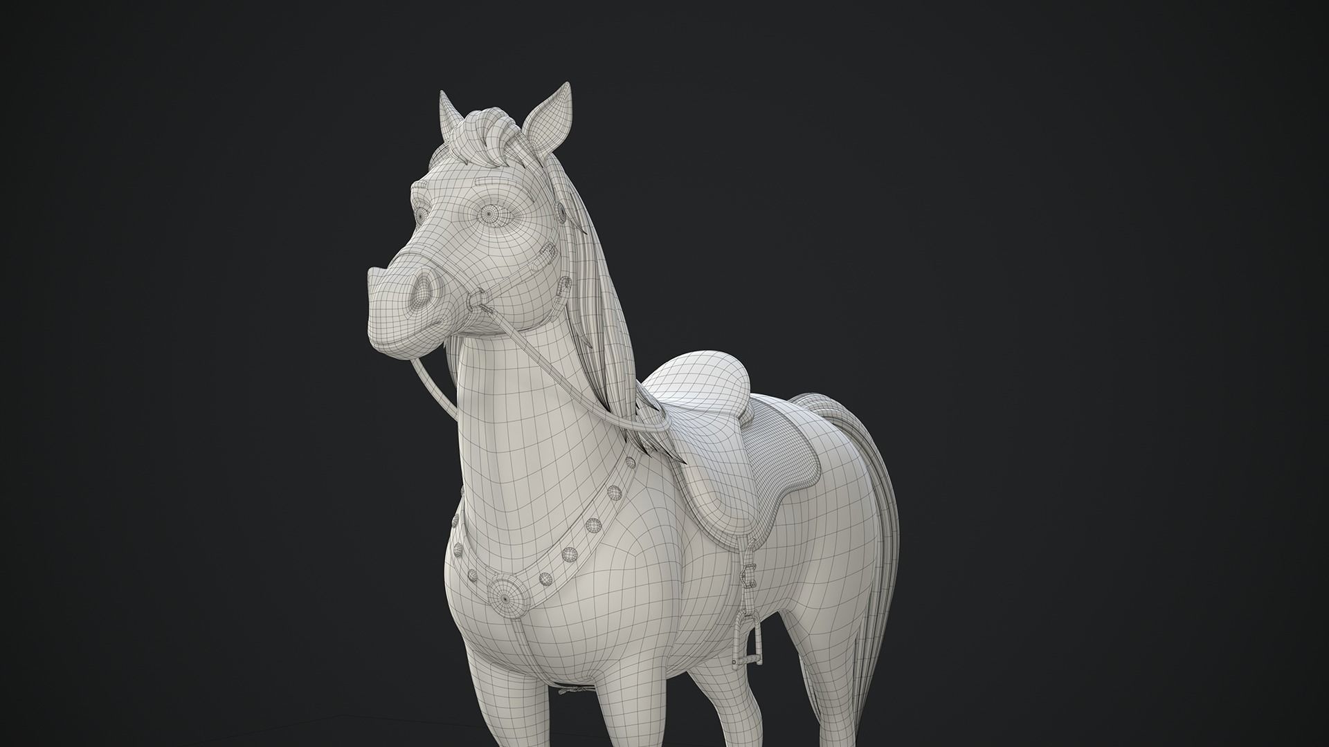 Stylized Cartoon Horse Low-poly 3D model_29
