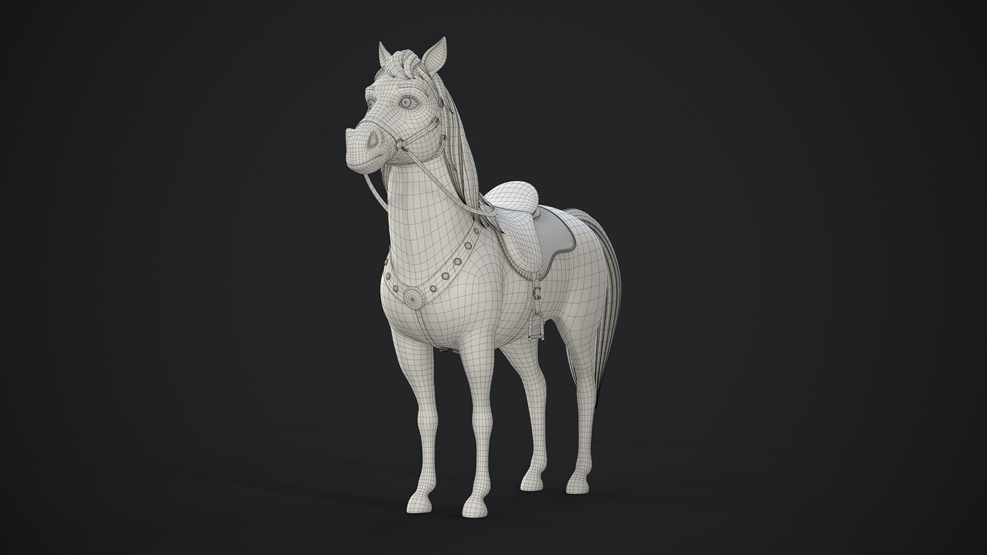Stylized Cartoon Horse Low-poly 3D model_42