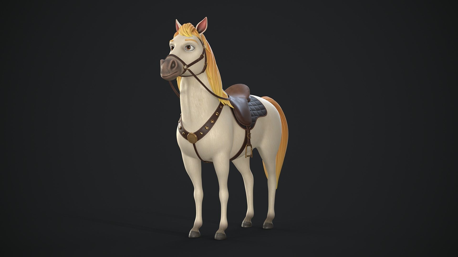 Stylized Cartoon Horse Low-poly 3D model_16