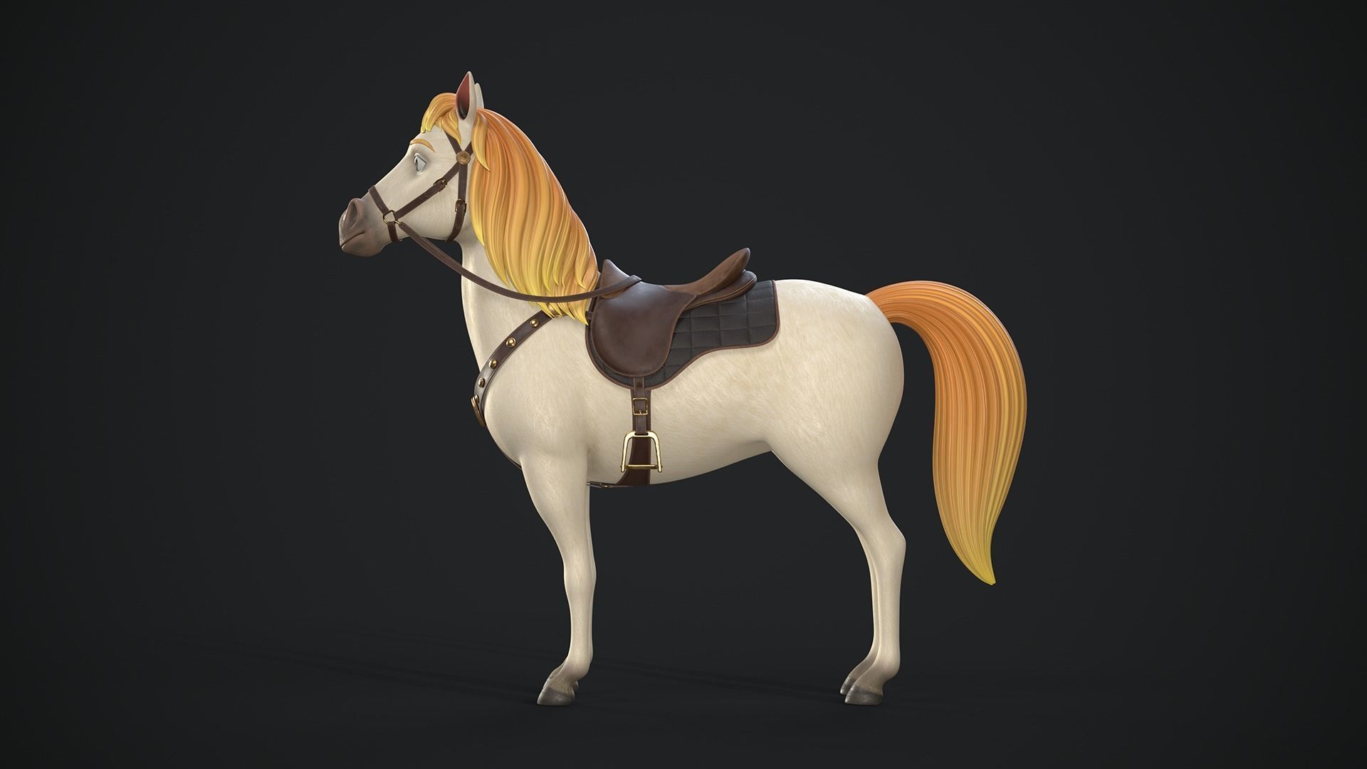 Stylized Cartoon Horse Low-poly 3D model_18