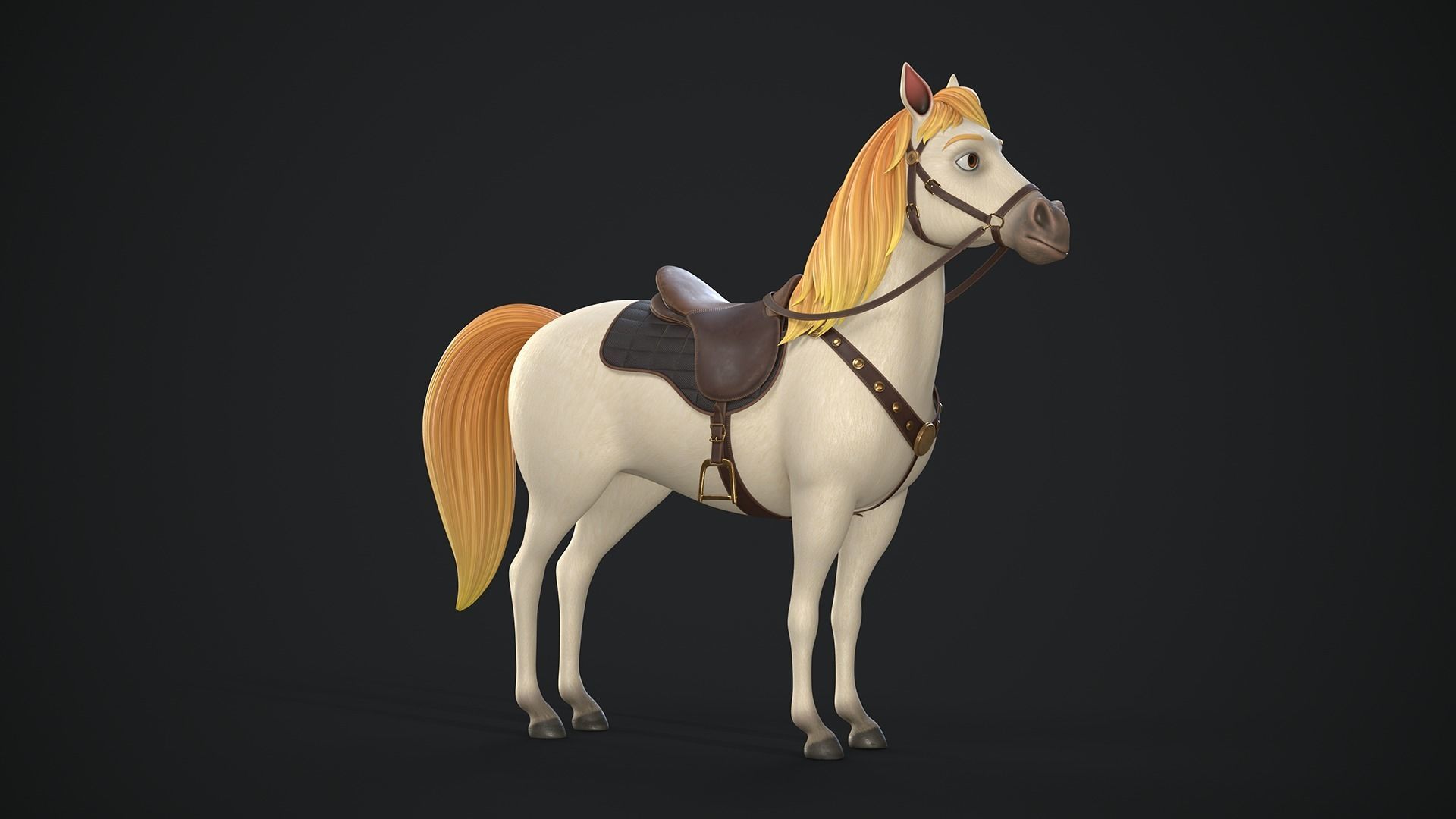 Stylized Cartoon Horse Low-poly 3D model_25