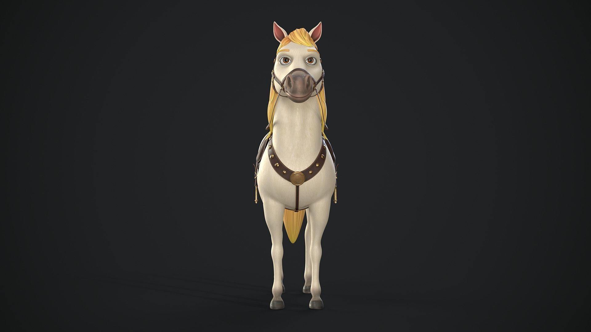Stylized Cartoon Horse Low-poly 3D model_27