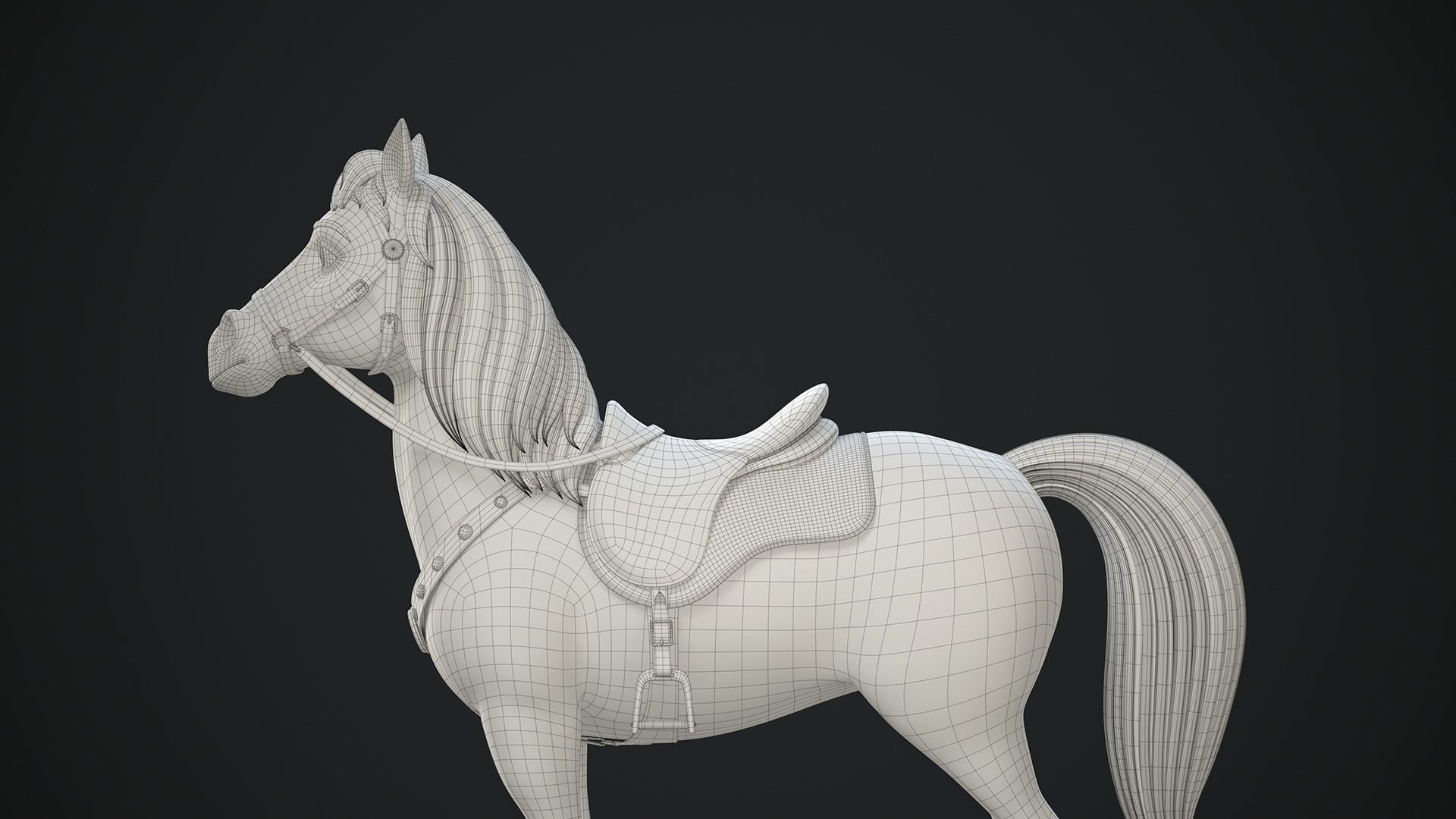 Stylized Cartoon Horse Low-poly 3D model_31