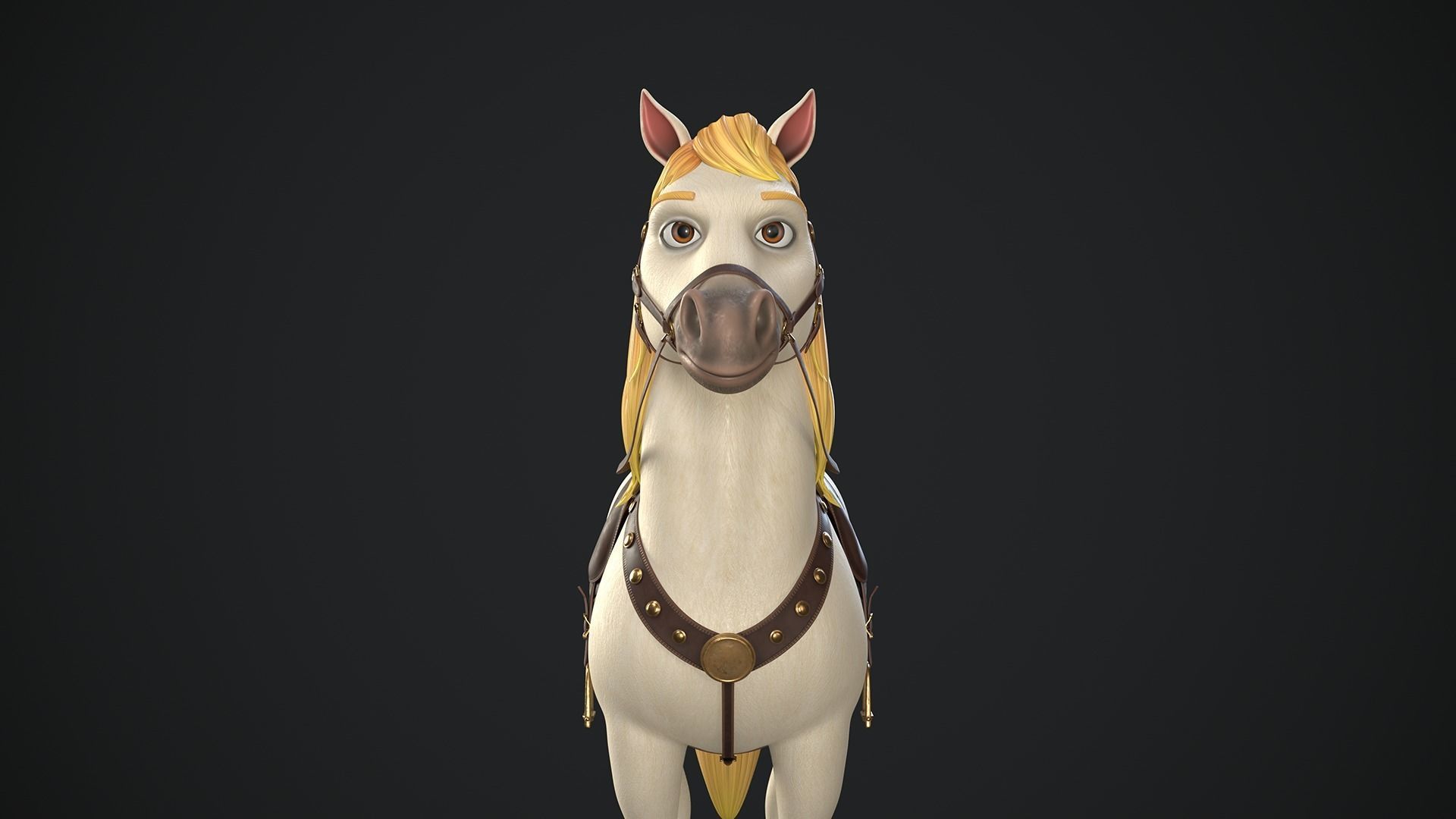 Stylized Cartoon Horse Low-poly 3D model_2