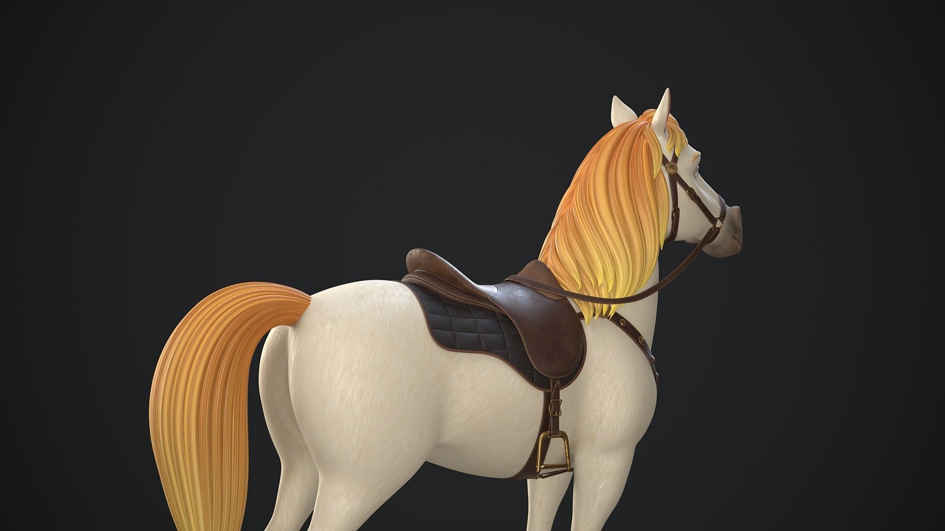 Stylized Cartoon Horse Low-poly 3D model_10