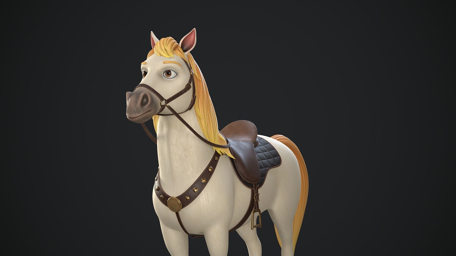 Stylized Cartoon Horse Low-poly 3D model_3