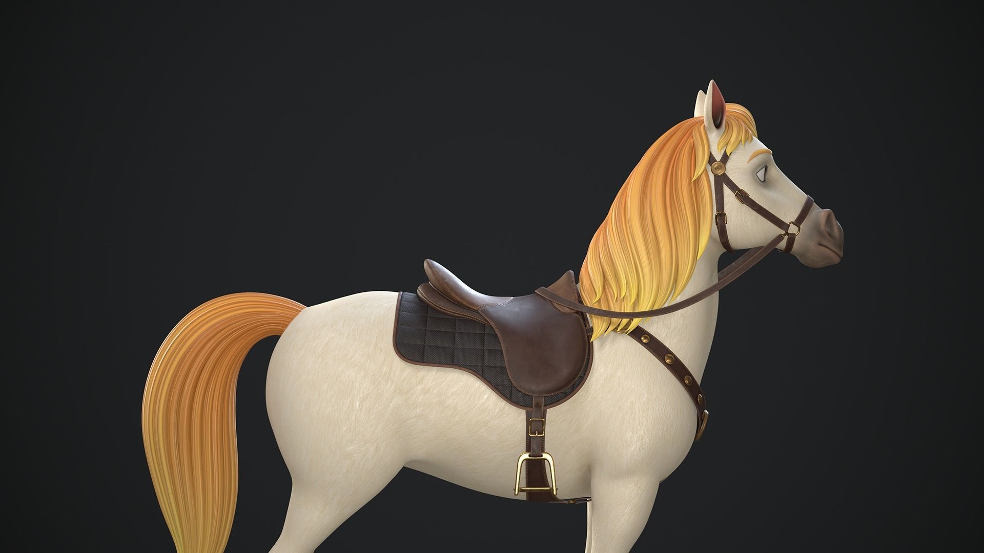 Stylized Cartoon Horse Low-poly 3D model_11