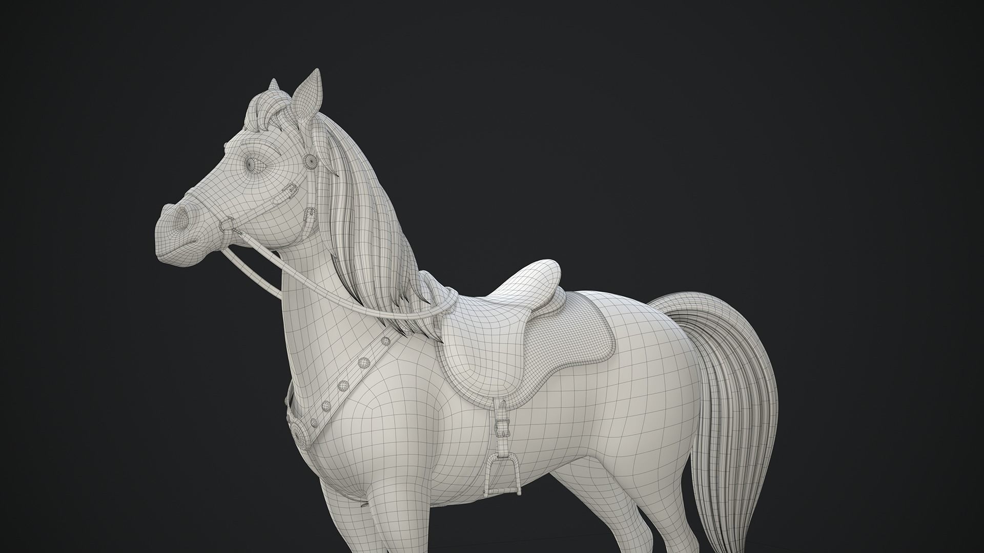 Stylized Cartoon Horse Low-poly 3D model_30