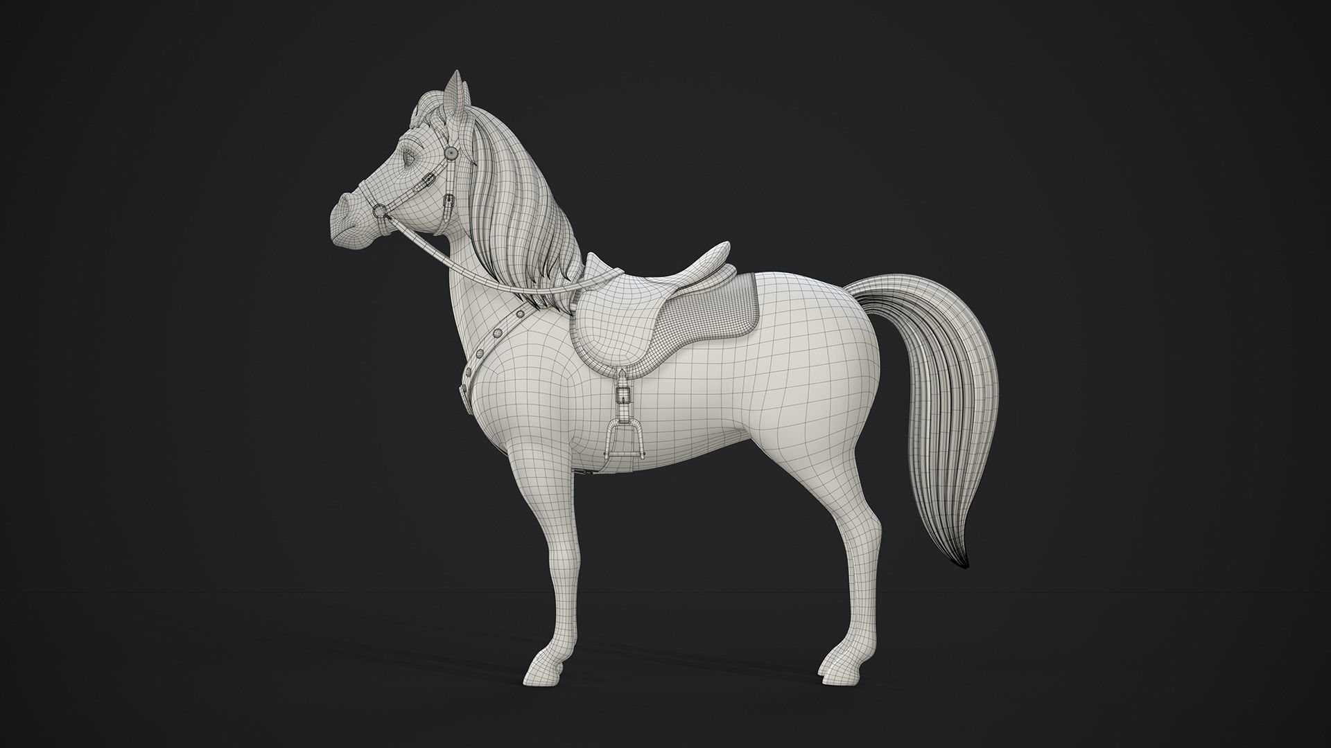 Stylized Cartoon Horse Low-poly 3D model_44
