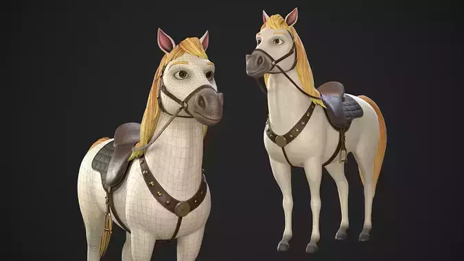 Stylized Cartoon Horse Low-poly 3D model