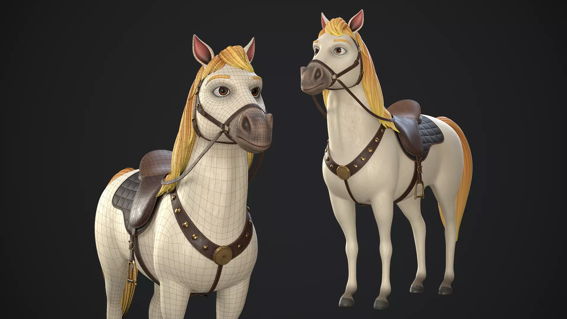 Stylized Cartoon Horse Low-poly 3D model_0
