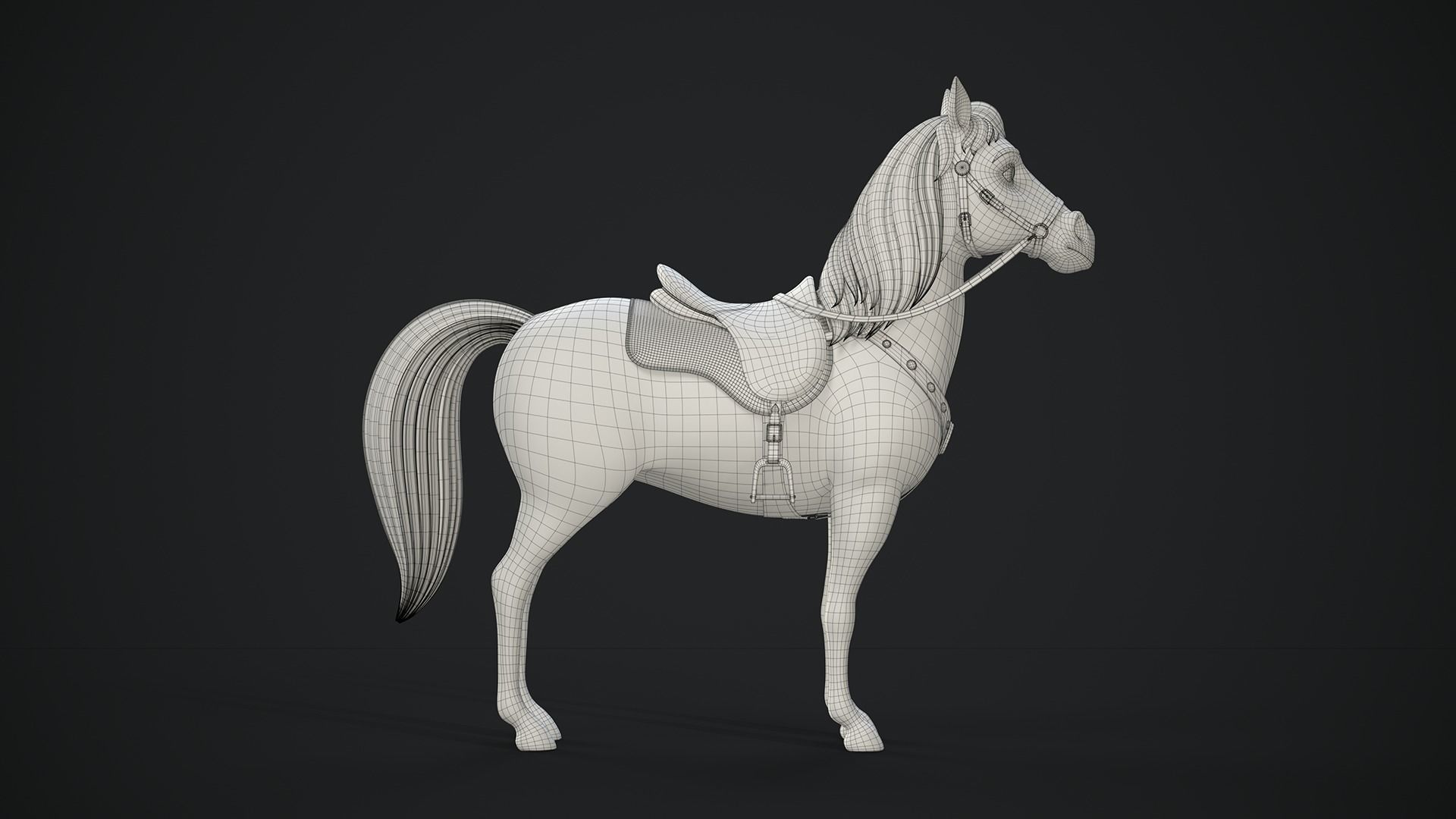 Stylized Cartoon Horse Low-poly 3D model_50