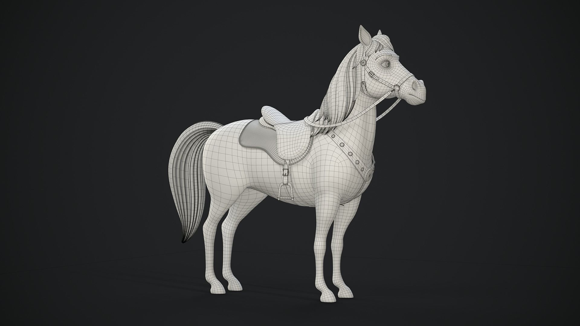 Stylized Cartoon Horse Low-poly 3D model_51