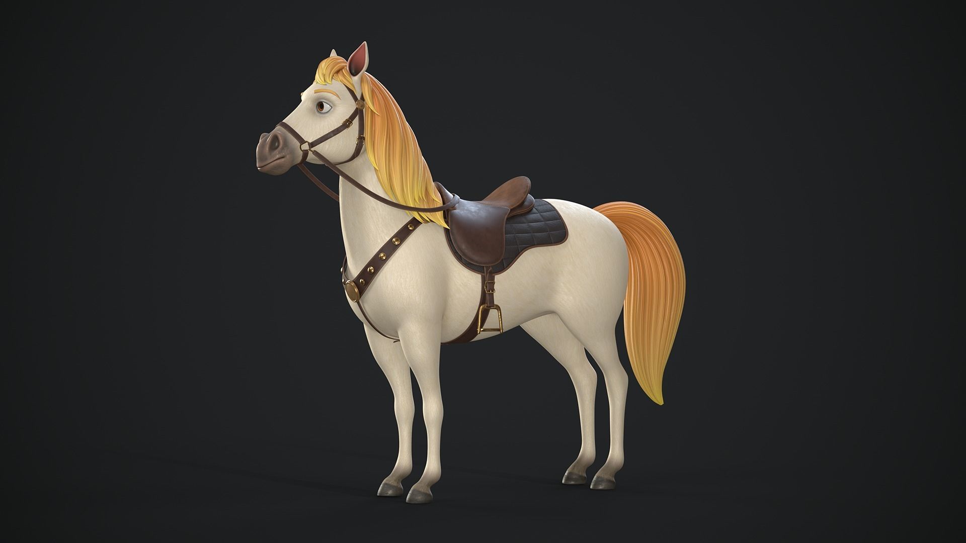 Stylized Cartoon Horse Low-poly 3D model_17
