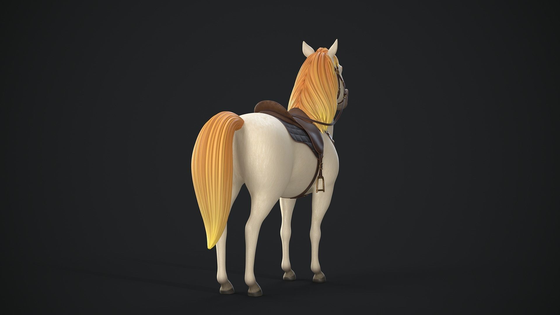 Stylized Cartoon Horse Low-poly 3D model_22