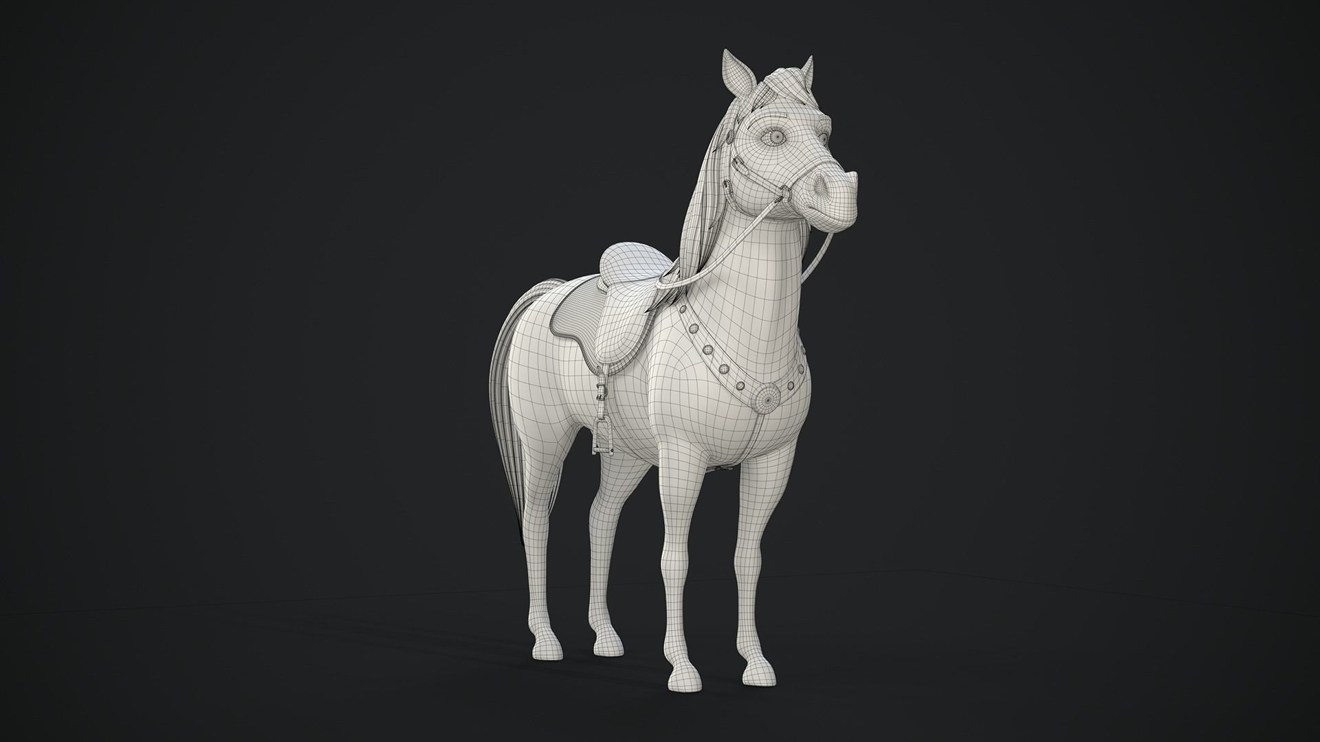 Stylized Cartoon Horse Low-poly 3D model_52