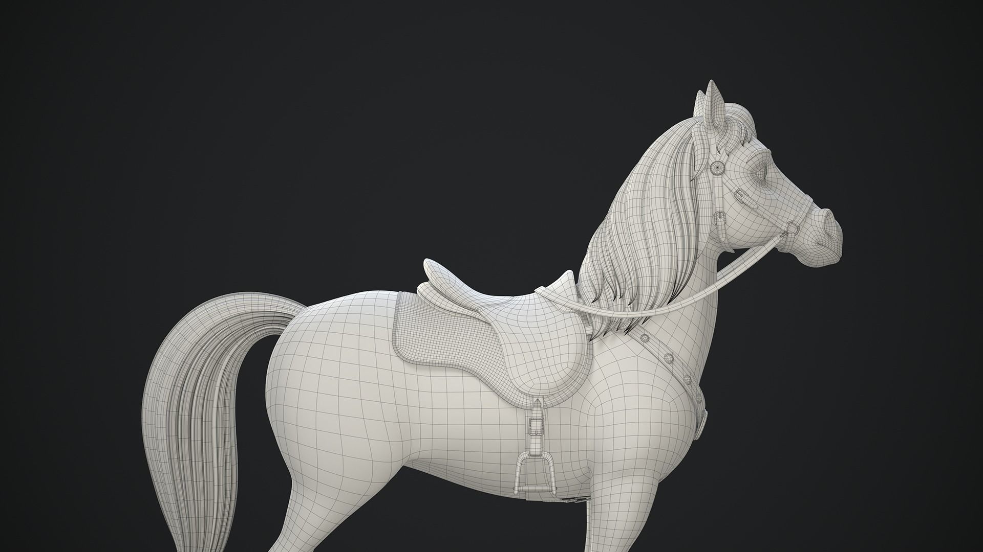 Stylized Cartoon Horse Low-poly 3D model_37
