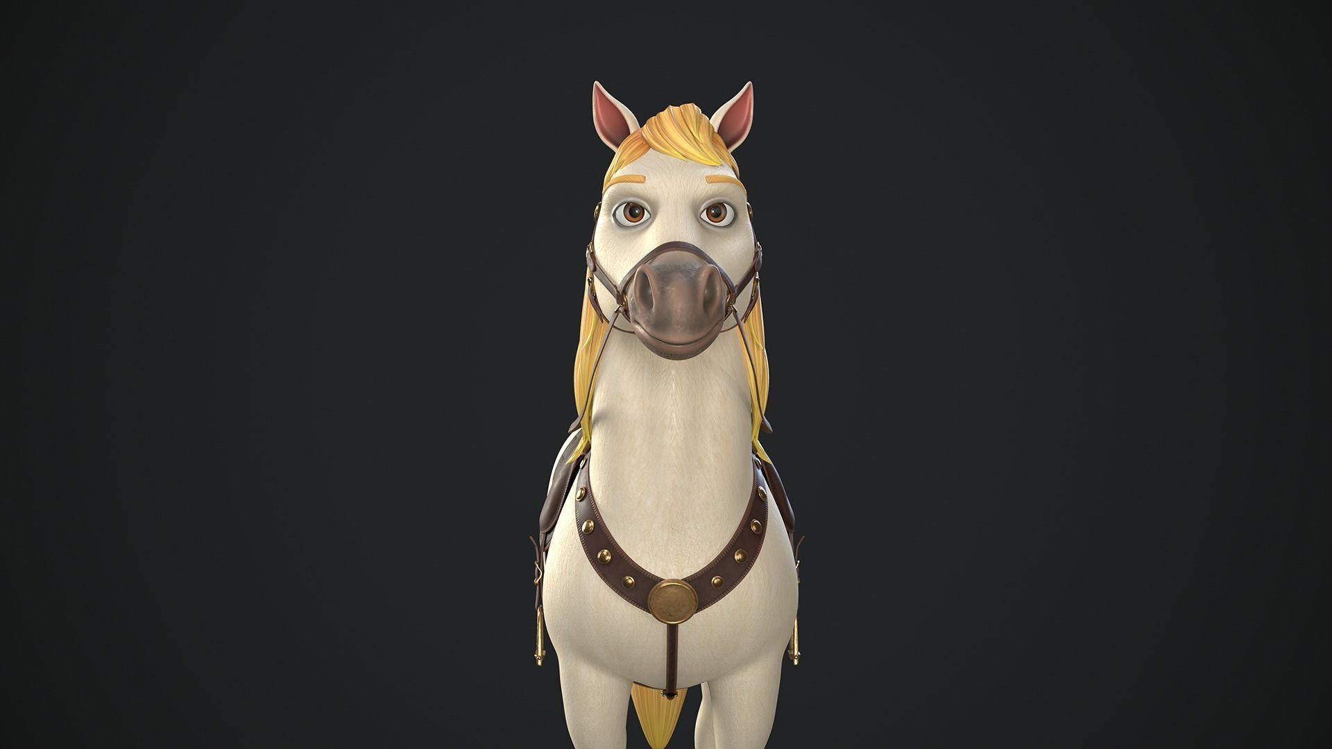 Stylized Cartoon Horse Low-poly 3D model_14