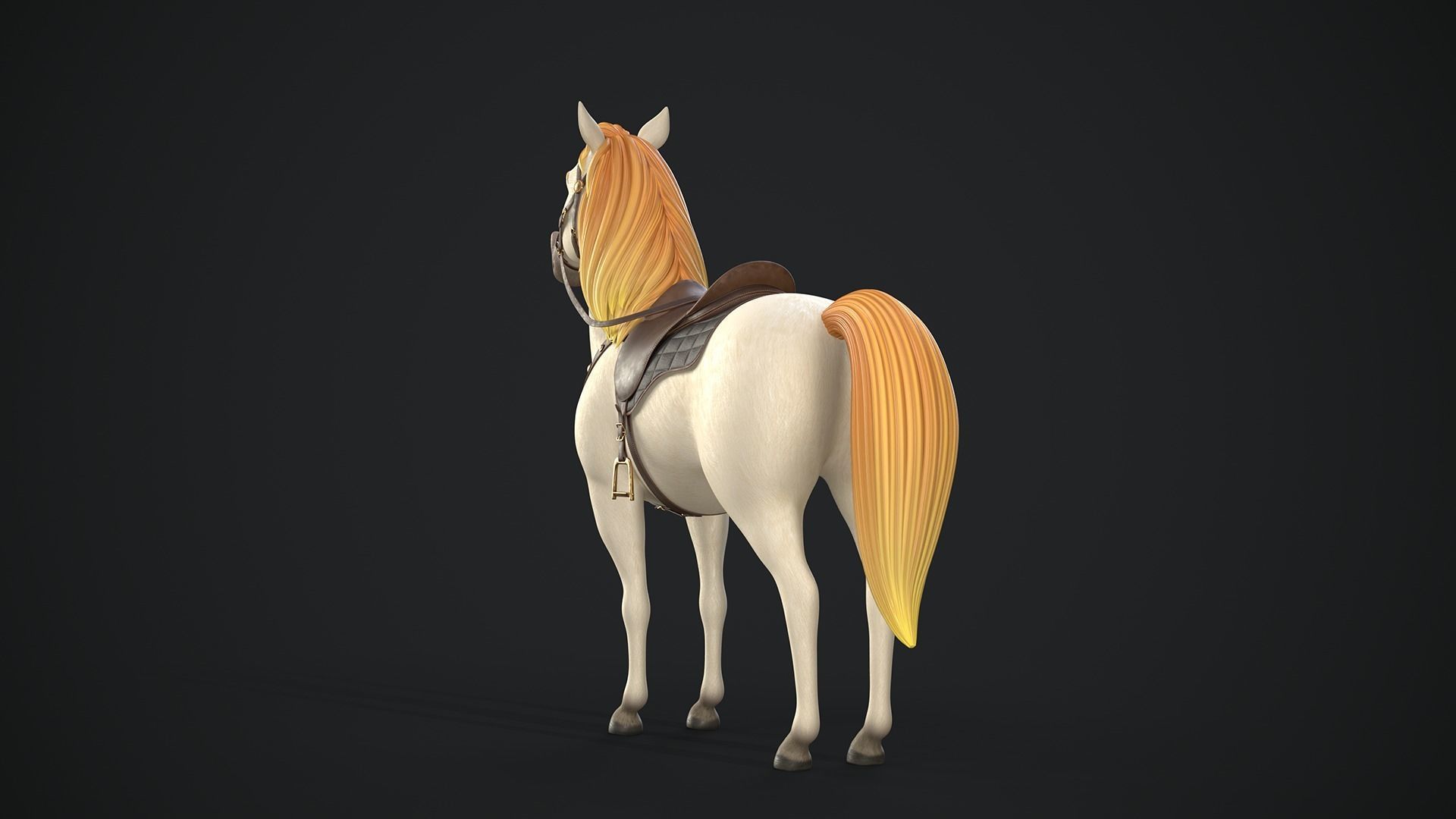 Stylized Cartoon Horse Low-poly 3D model_20