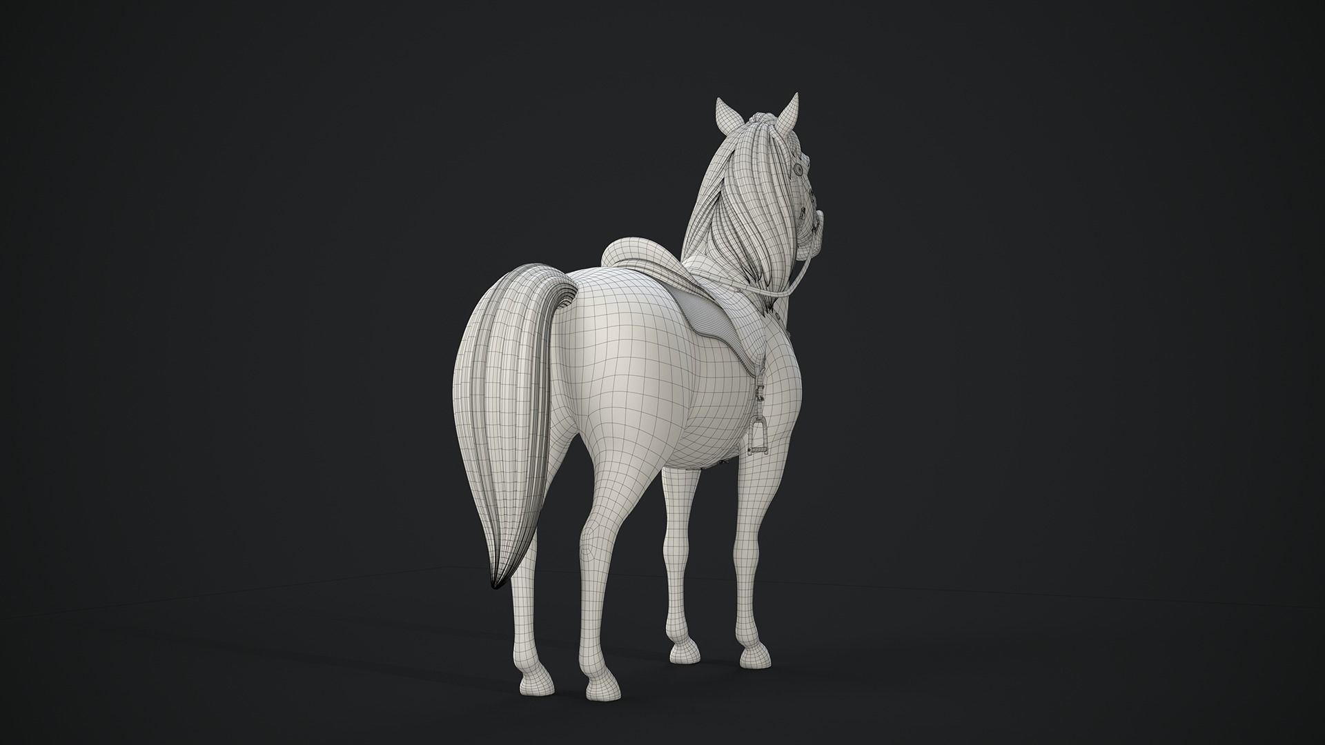 Stylized Cartoon Horse Low-poly 3D model_48