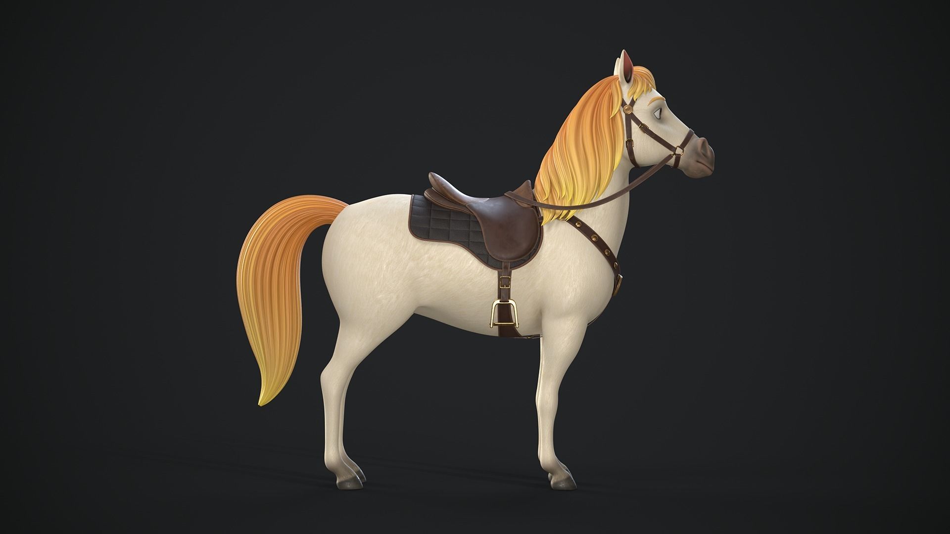 Stylized Cartoon Horse Low-poly 3D model_24