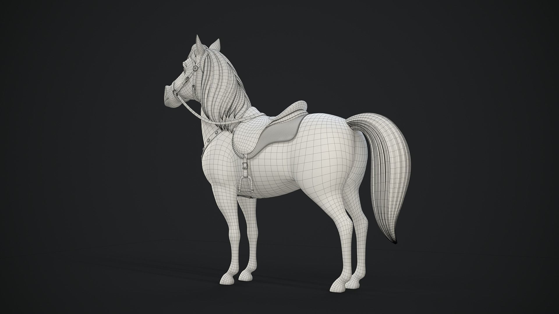 Stylized Cartoon Horse Low-poly 3D model_45