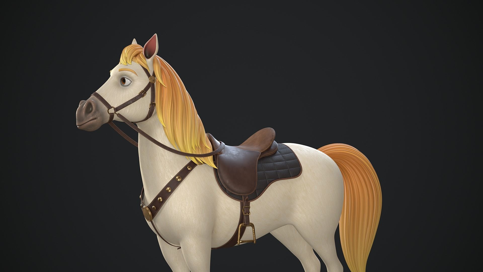 Stylized Cartoon Horse Low-poly 3D model_4