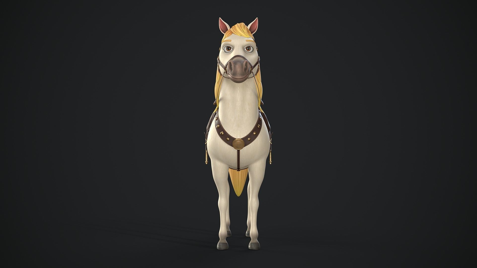 Stylized Cartoon Horse Low-poly 3D model_15
