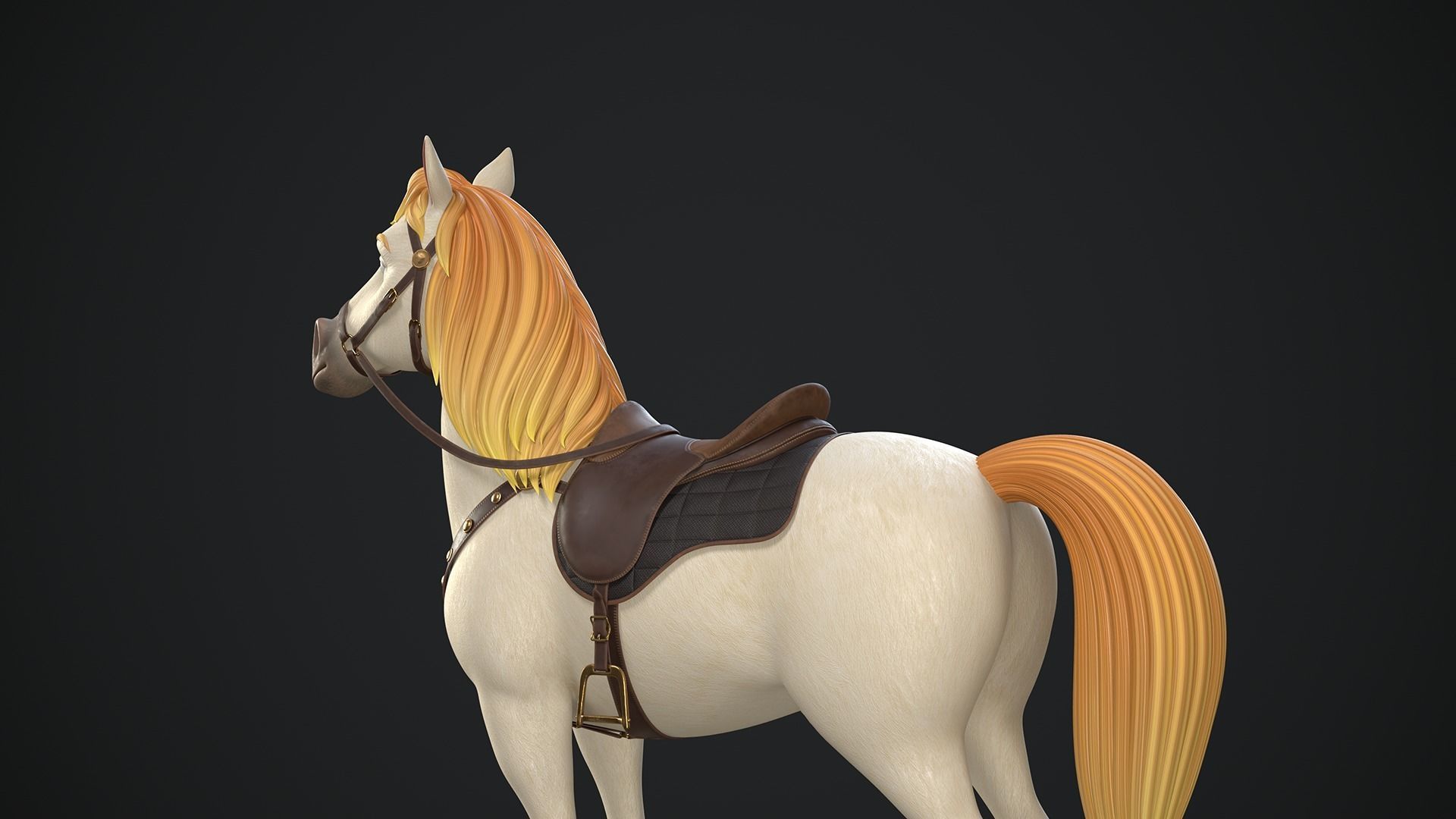 Stylized Cartoon Horse Low-poly 3D model_6