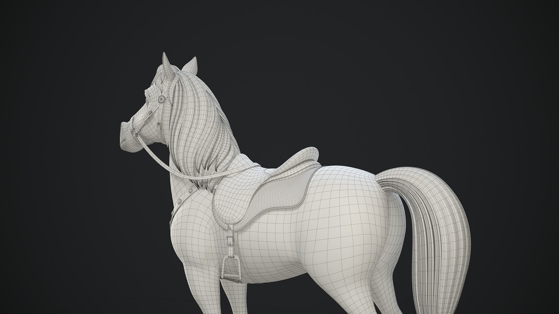Stylized Cartoon Horse Low-poly 3D model_32