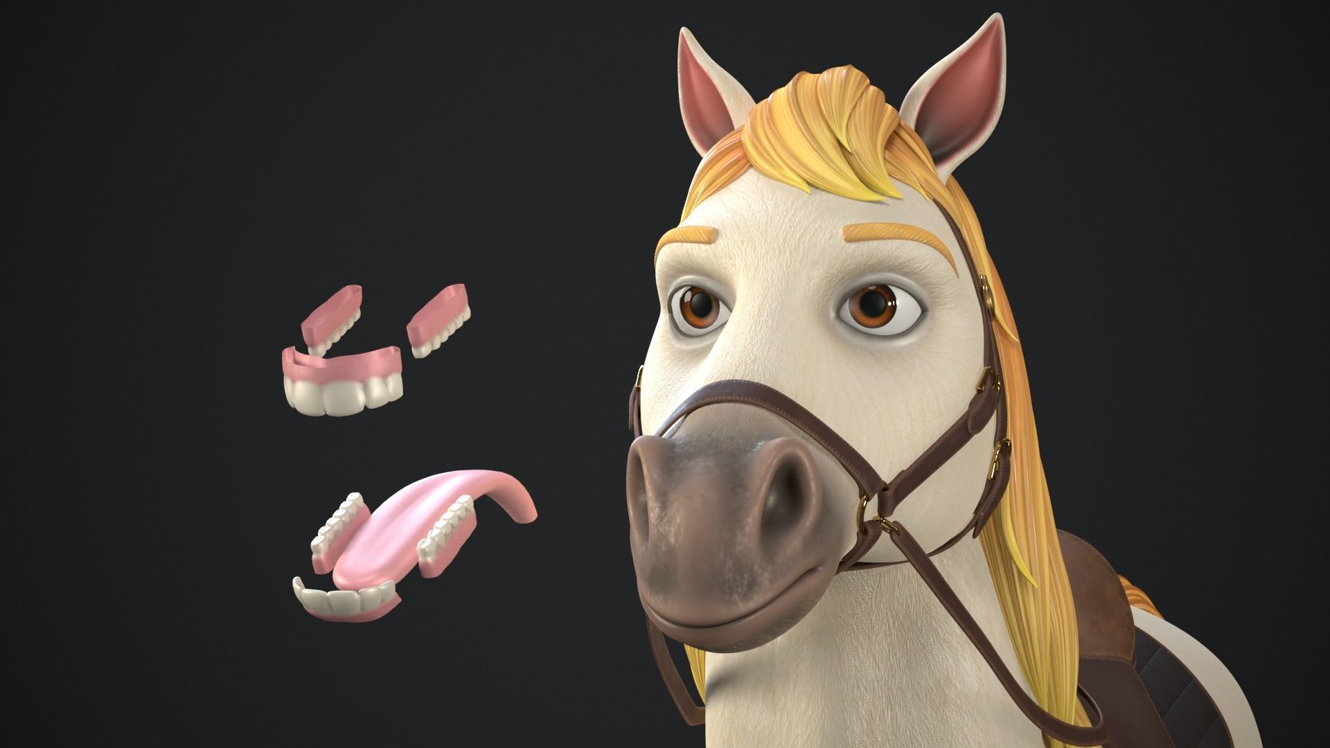Stylized Cartoon Horse Low-poly 3D model_56