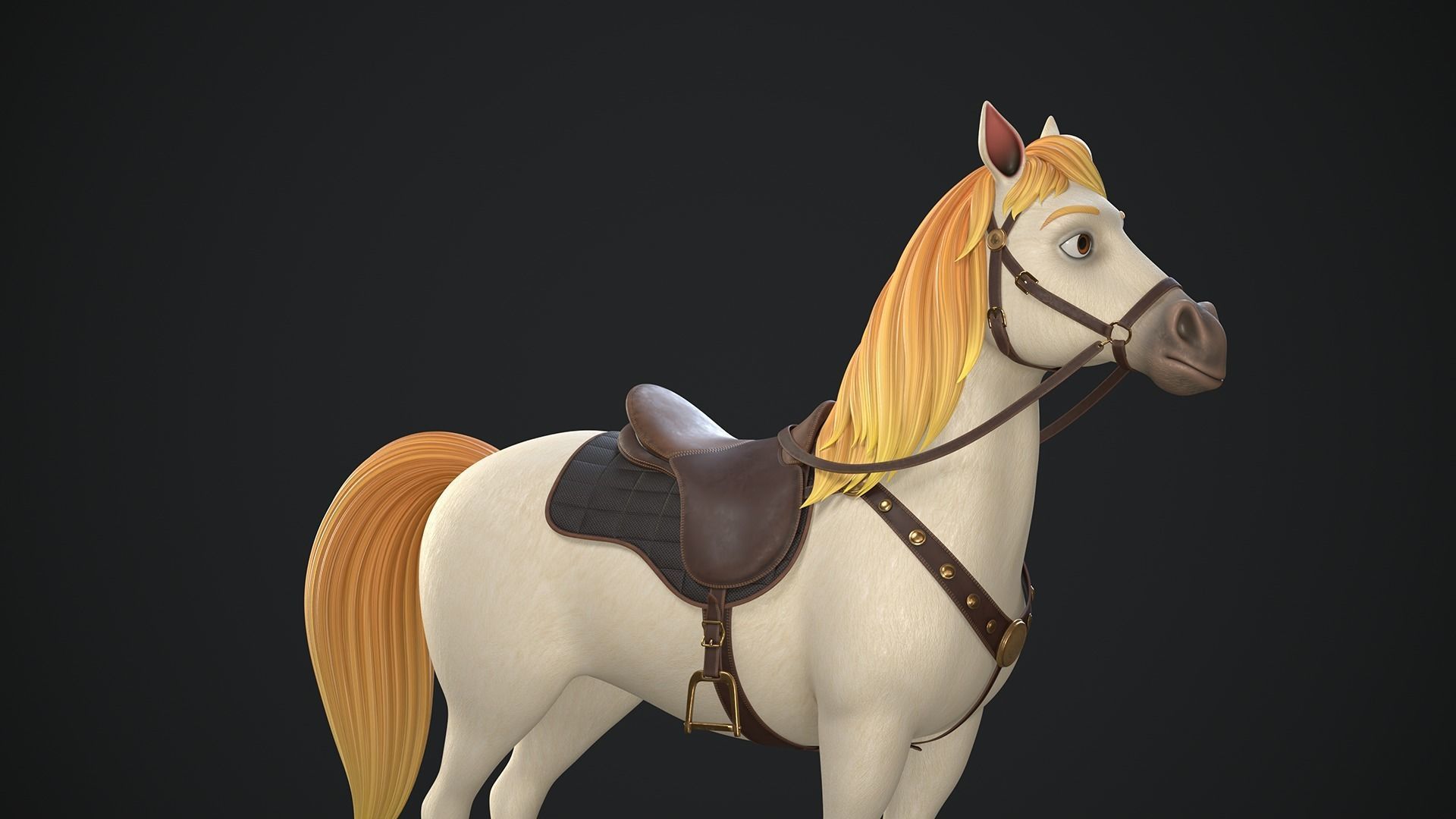 Stylized Cartoon Horse Low-poly 3D model_12