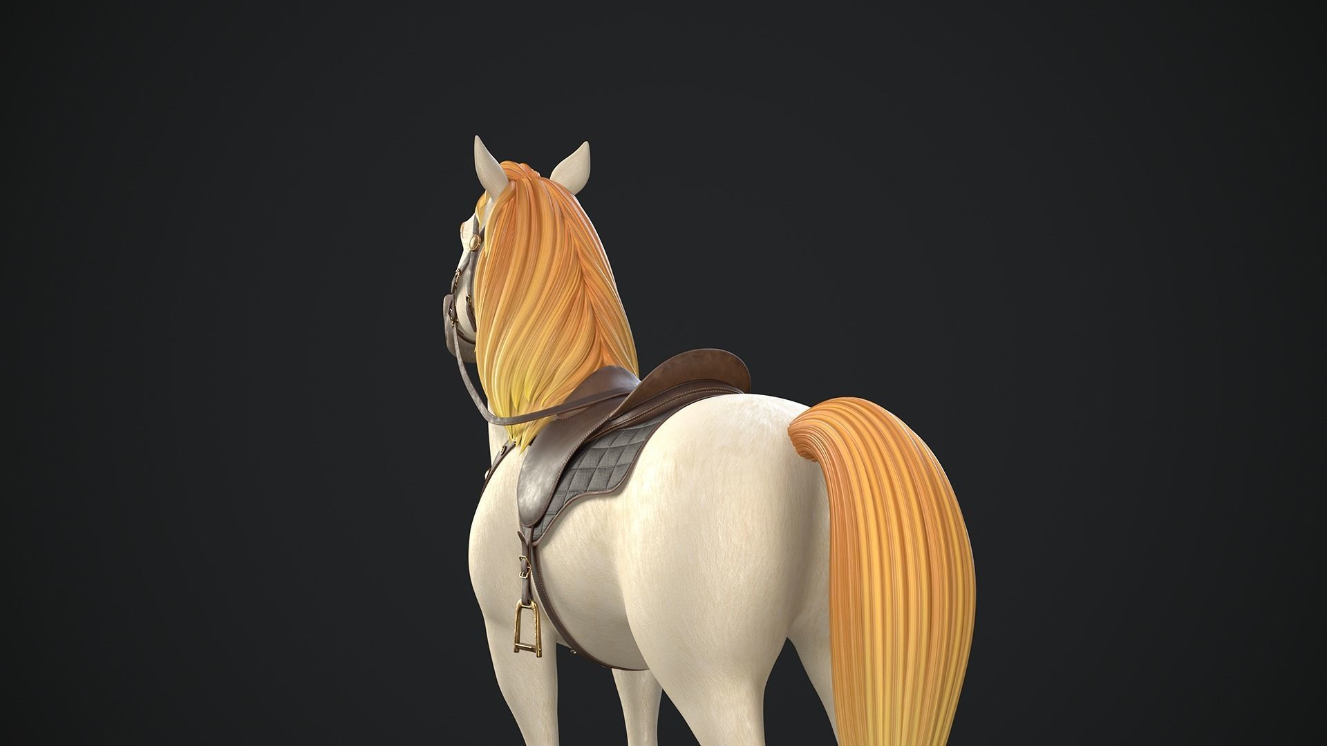 Stylized Cartoon Horse Low-poly 3D model_7