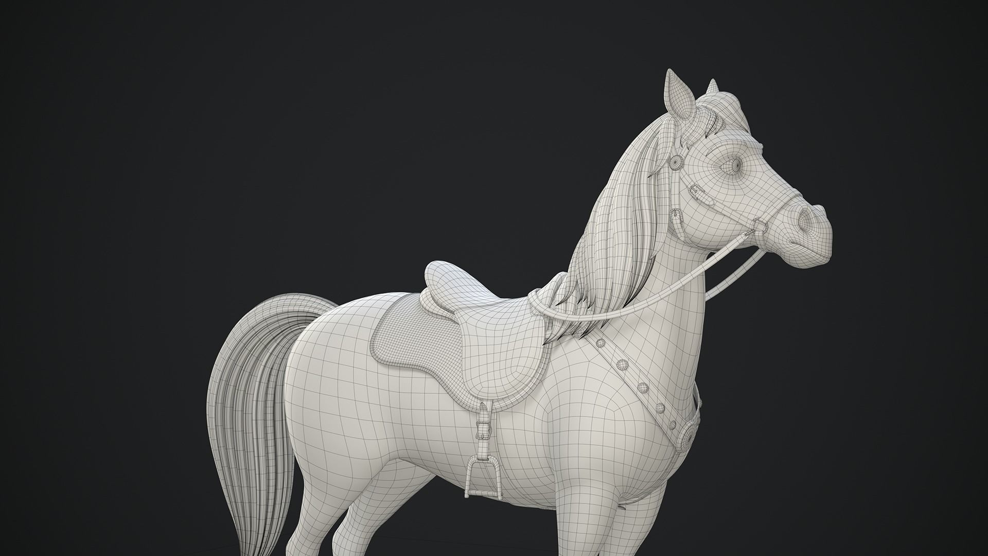 Stylized Cartoon Horse Low-poly 3D model_38