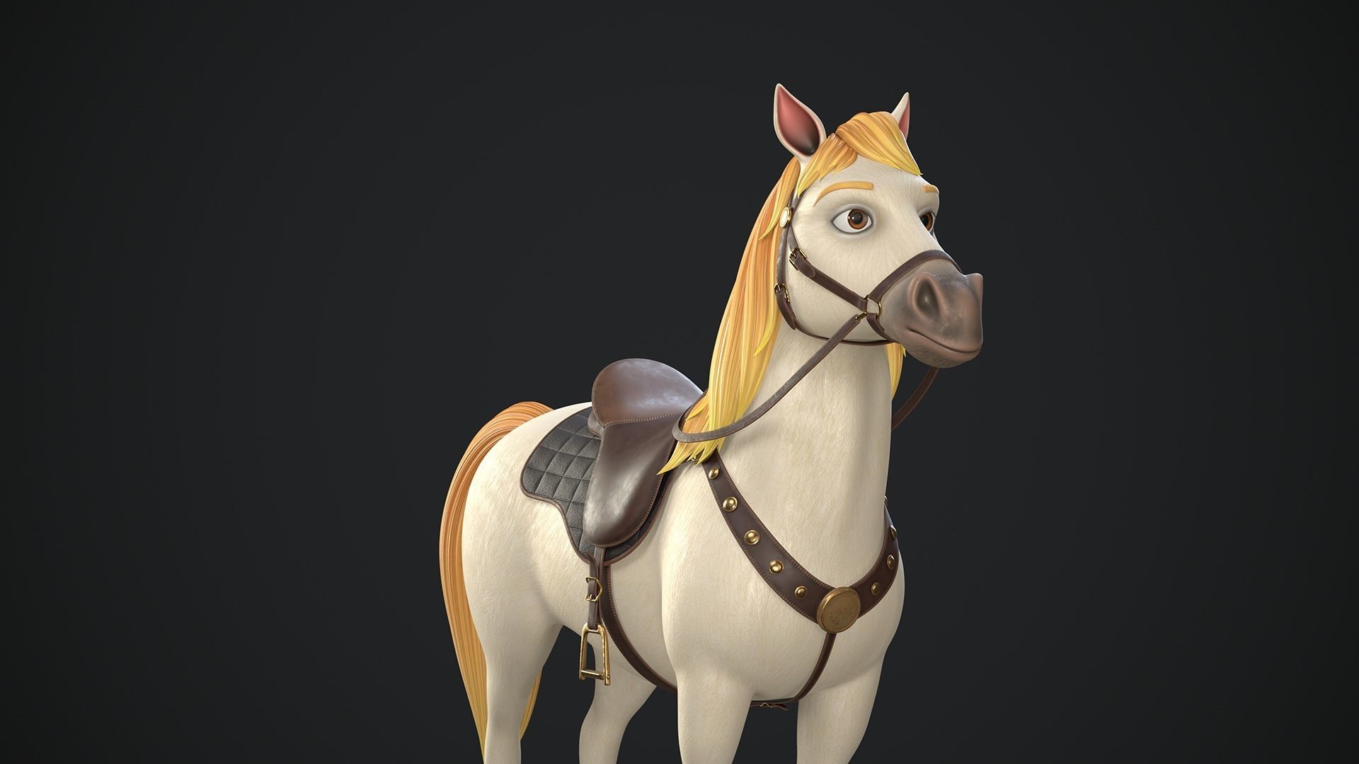 Stylized Cartoon Horse Low-poly 3D model_13