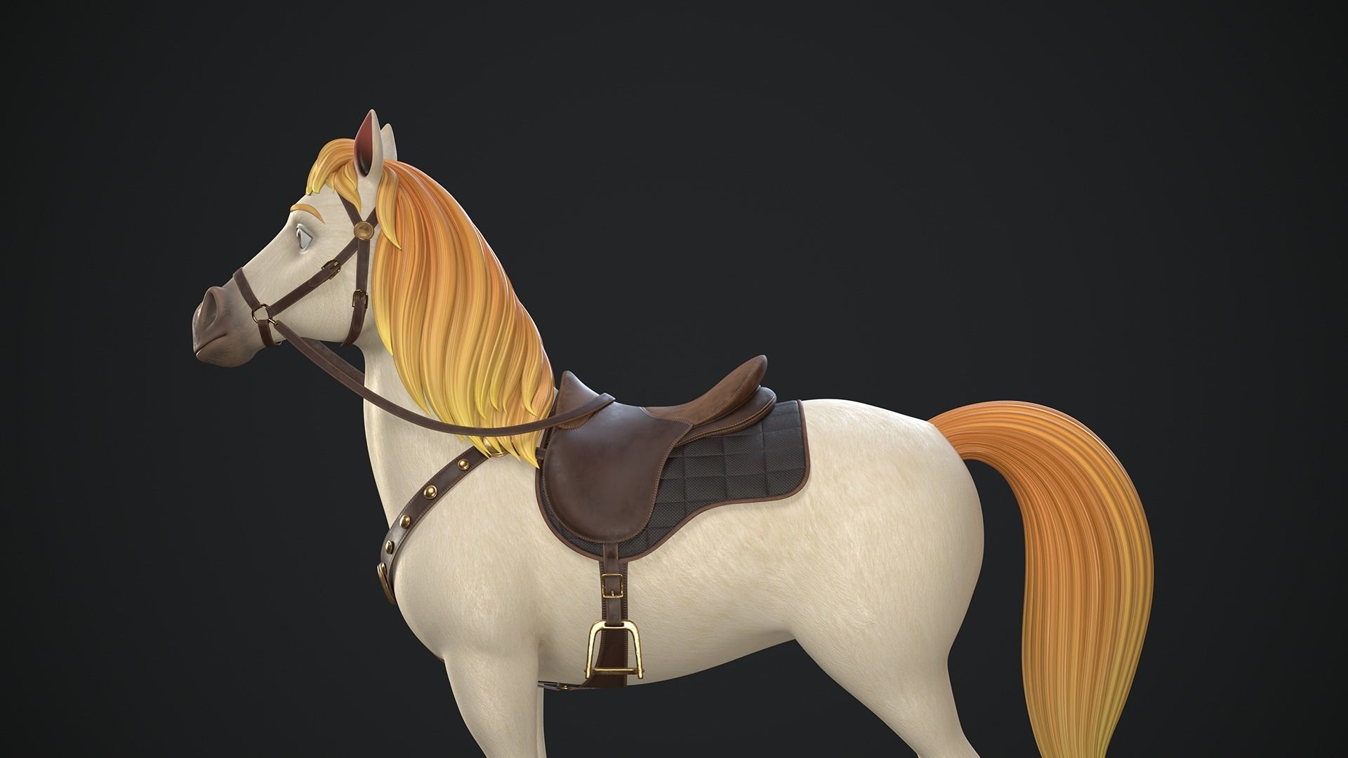 Stylized Cartoon Horse Low-poly 3D model_5