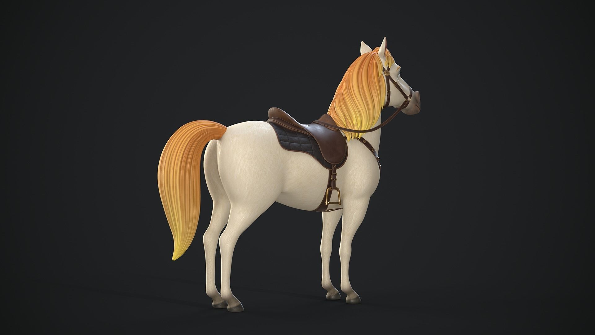 Stylized Cartoon Horse Low-poly 3D model_23