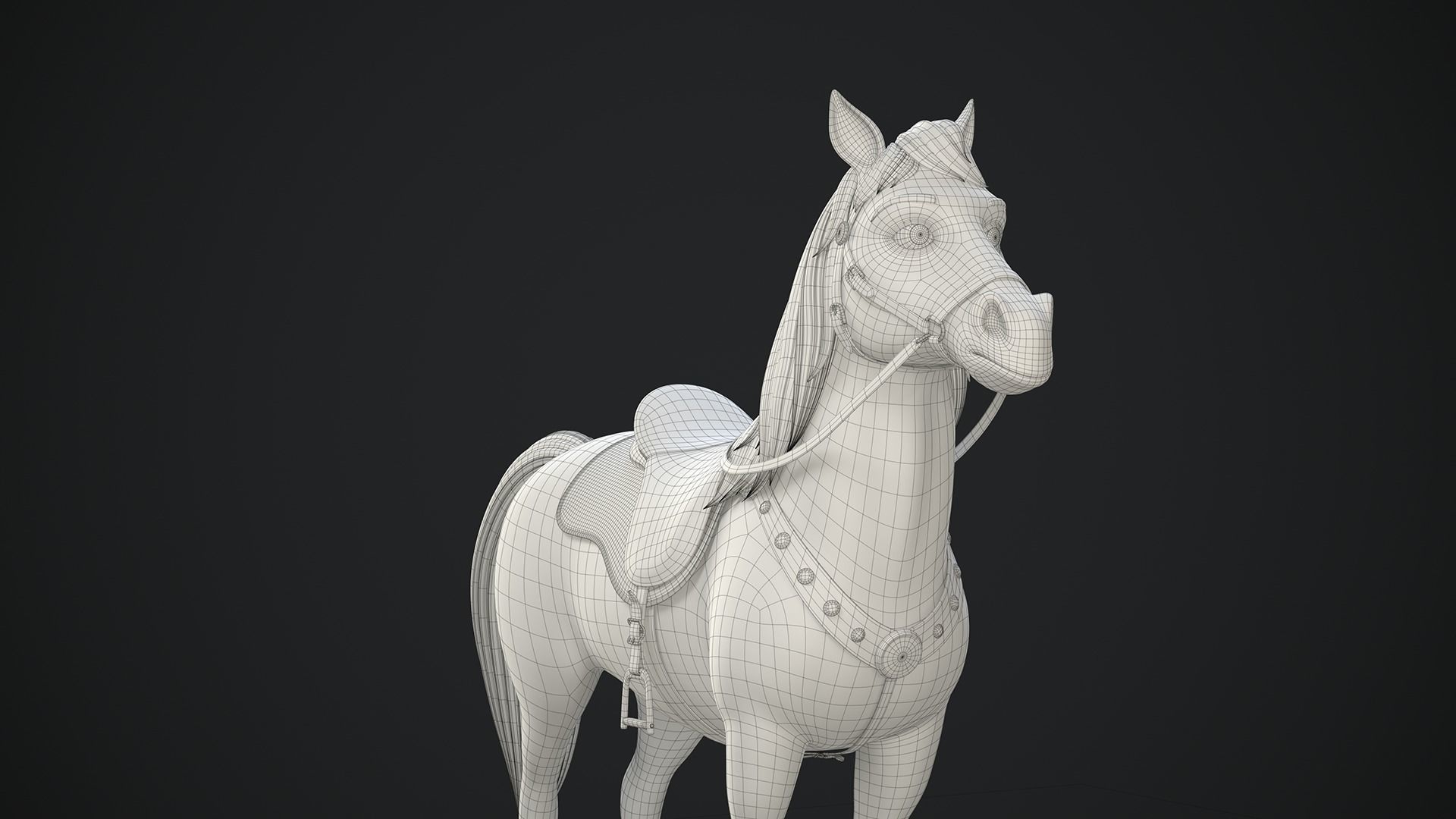 Stylized Cartoon Horse Low-poly 3D model_39