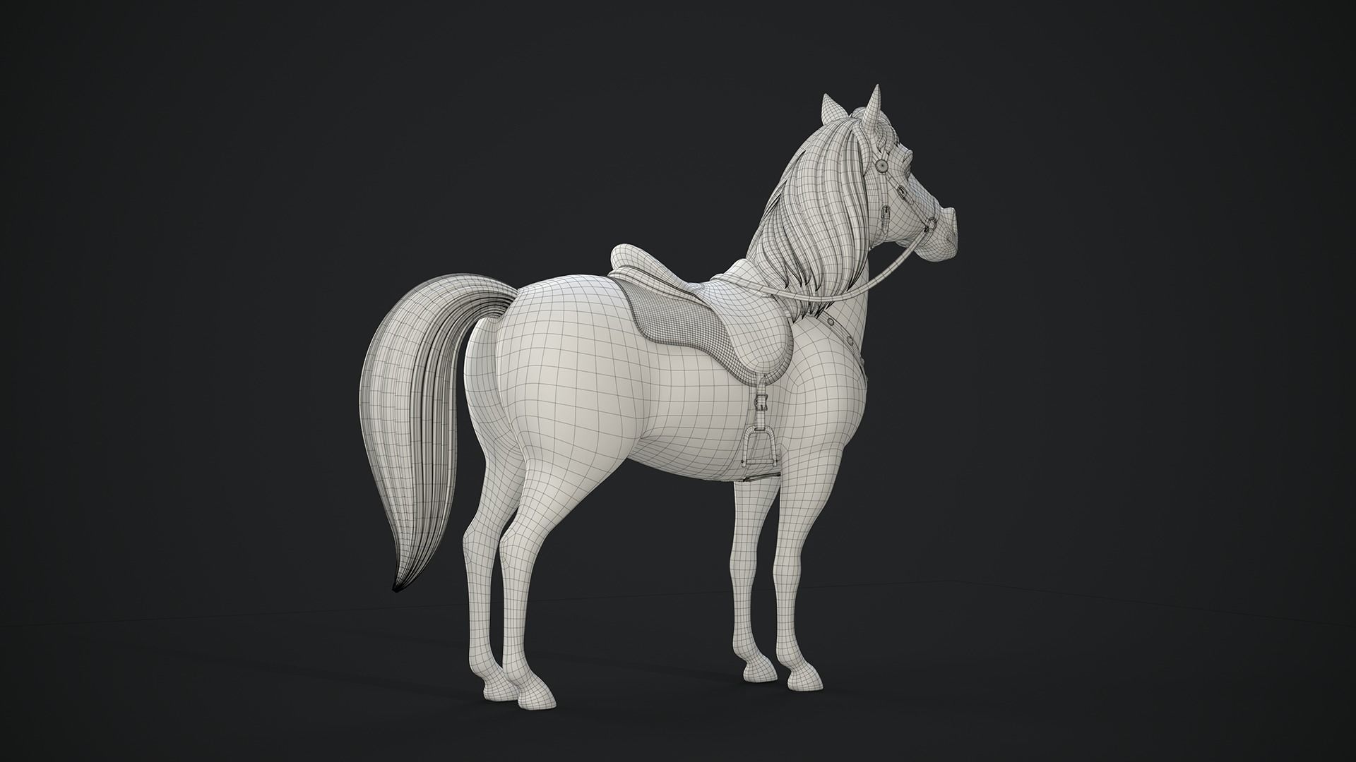 Stylized Cartoon Horse Low-poly 3D model_49