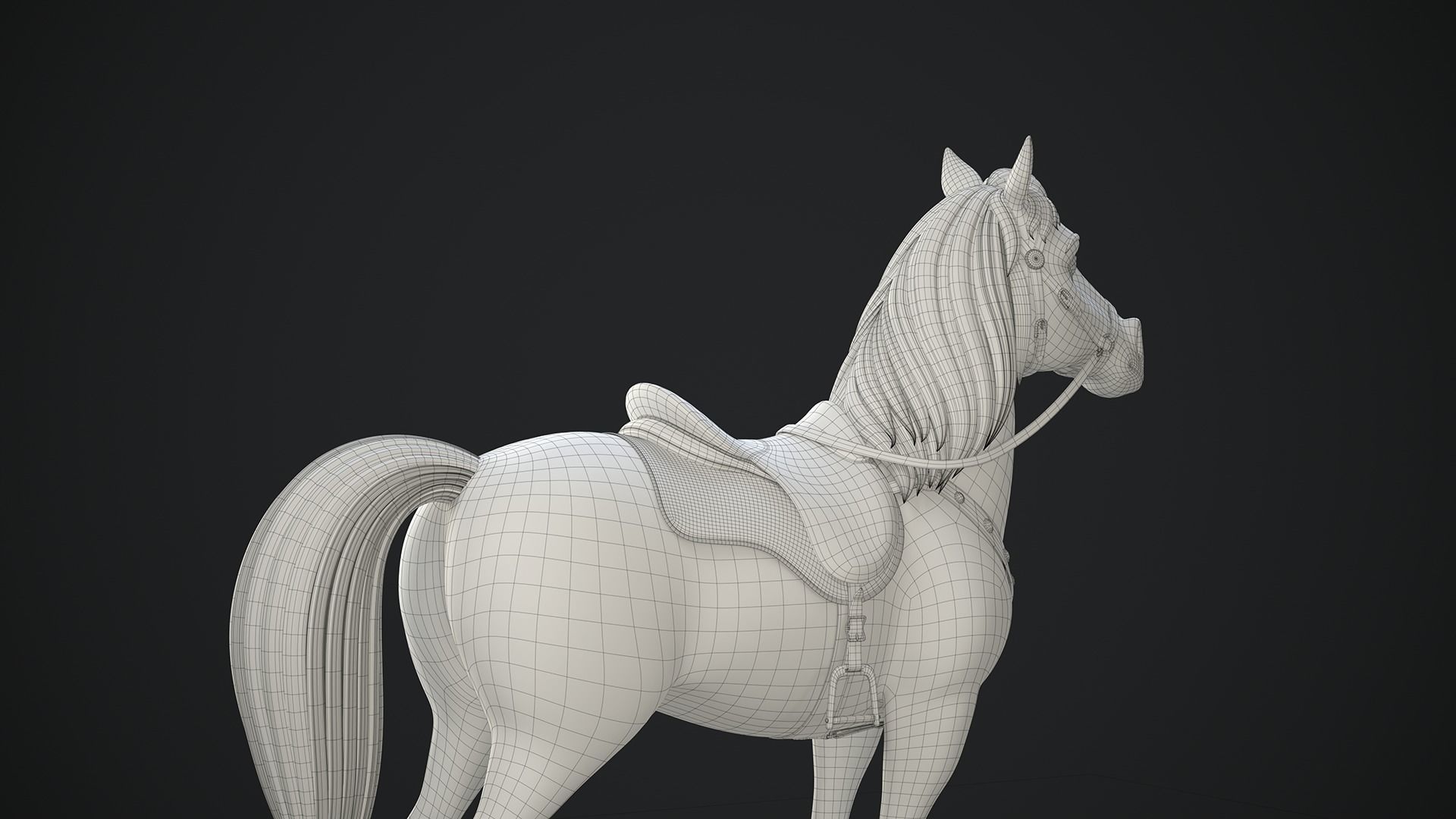 Stylized Cartoon Horse Low-poly 3D model_36