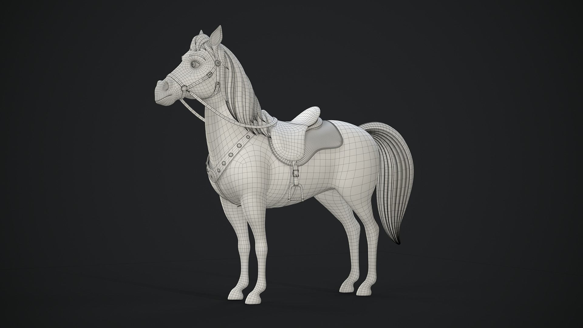 Stylized Cartoon Horse Low-poly 3D model_43