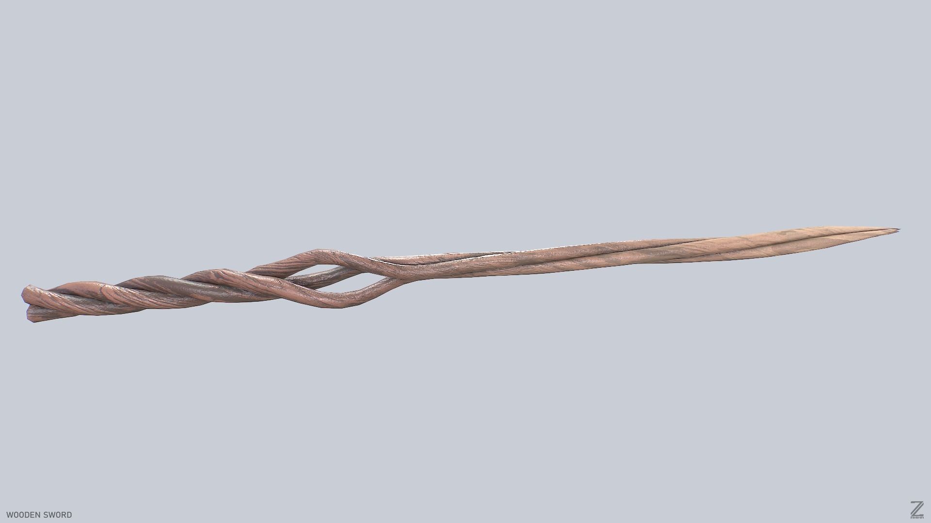 Wooden sword Low-poly 3D model_7