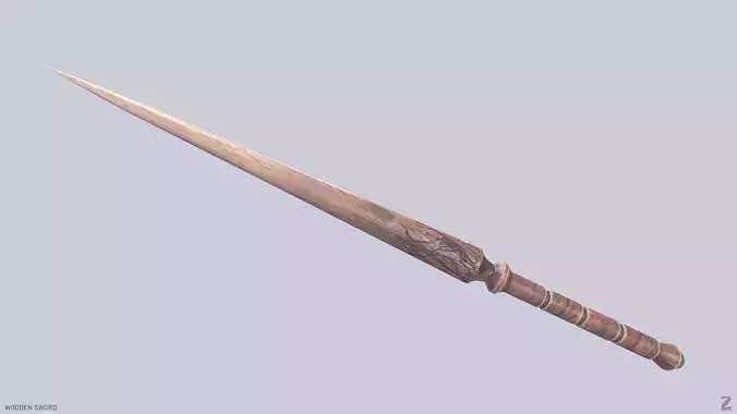 Wooden sword Low-poly 3D model