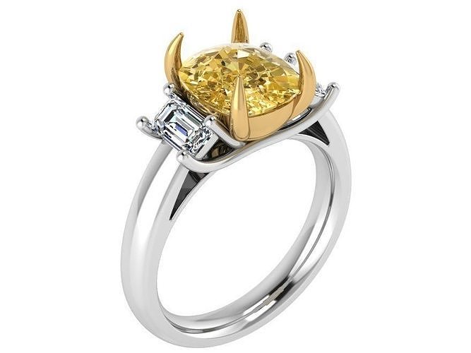3 Stone Cushion Ring 2509 3D print model