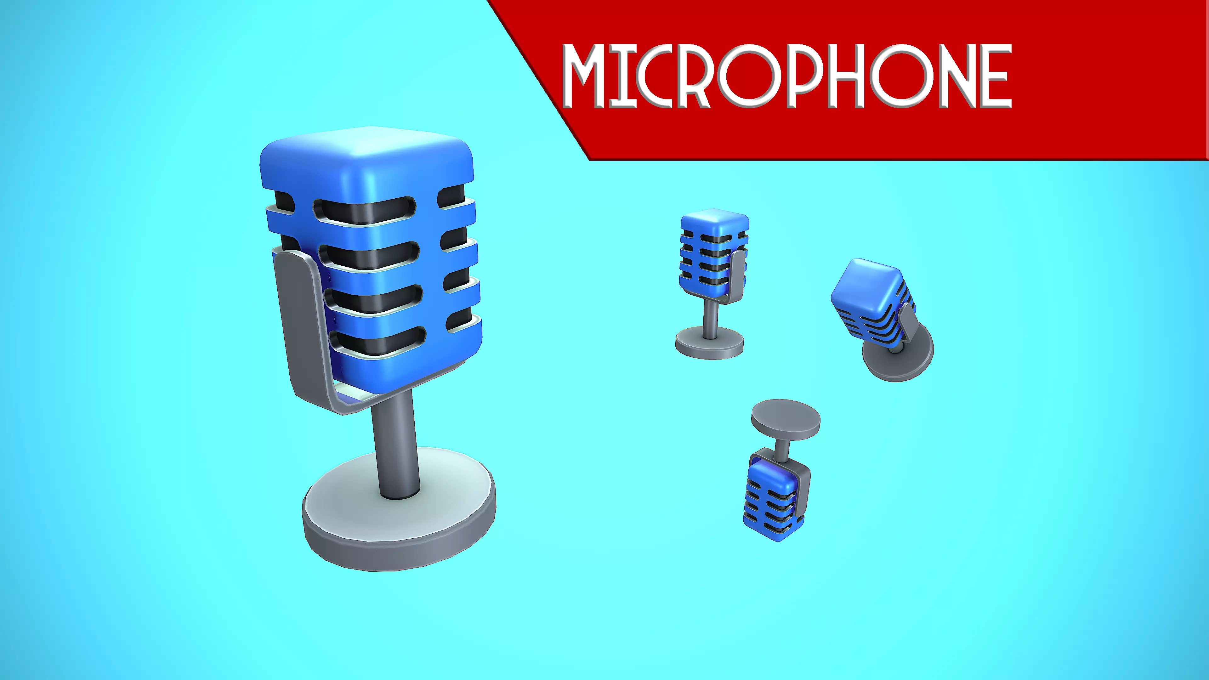 MICROPHONE CARTOON STYLIZED Low-poly 3D model