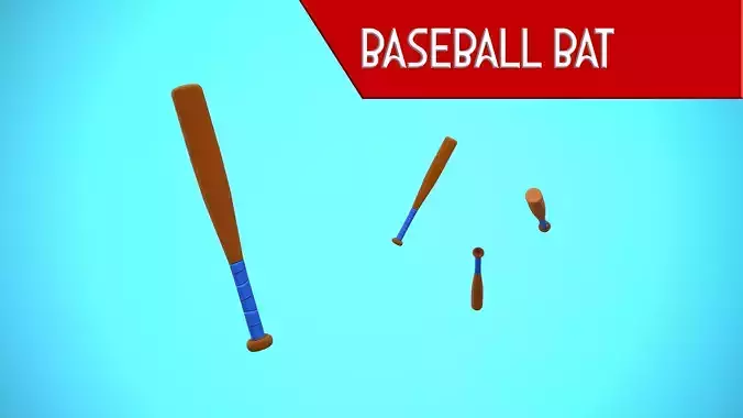 BASEBALL BAT CARTOON STYLIZED Low-poly 3D model