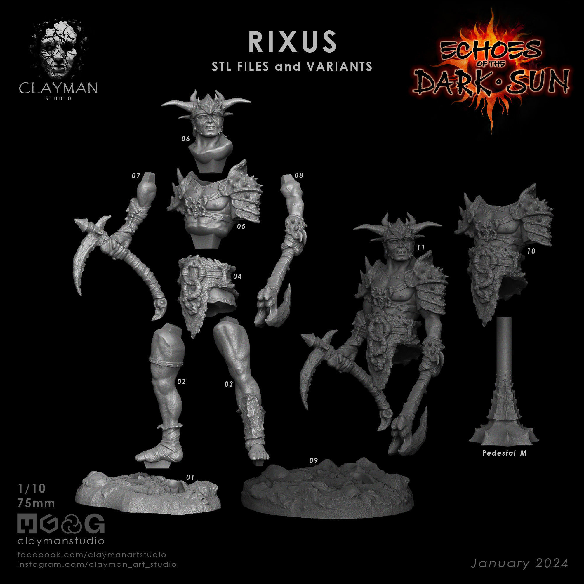 Rixus - 32mm - 75mm - 188mm 3D print model_5