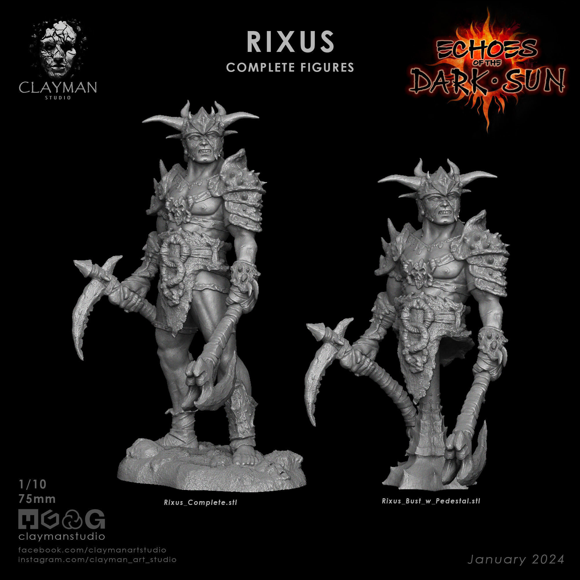 Rixus - 32mm - 75mm - 188mm 3D print model_4